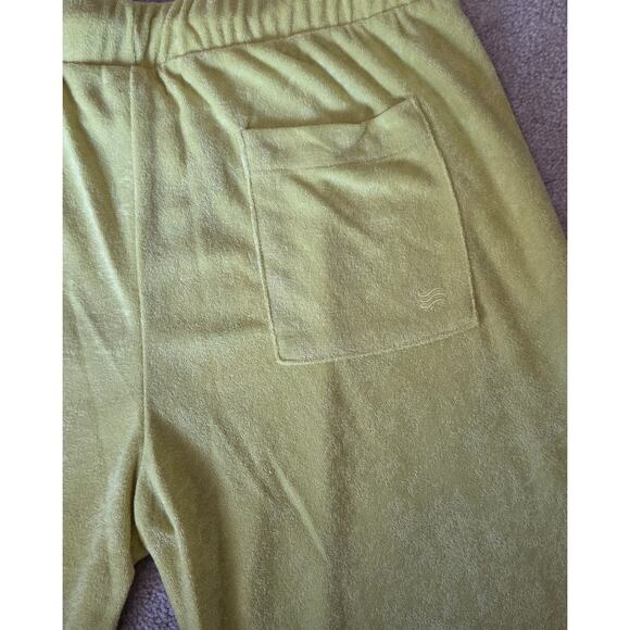 NWT Andie The Crop Pant Yellow/Green Size Small Lounge Terry  Cloth - Picture 2 of 9